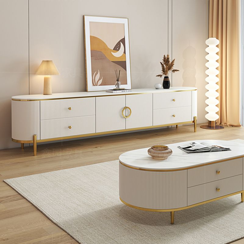 Glam TV Console Stone Media Console Enclosed Storage Console with 4 Drawers Clearhalo 'furn' 'furn_tv_stands_entertainment_centers' 'Furniture' 'Living Room Furniture' 'TV Stands & Entertainment Centers' 'TV Stands & Media Storage Furniture' 'tv_stands_entertainment_centers' 1200x1200_90937b36-c1dc-45c9-acca-1fc348f560ad