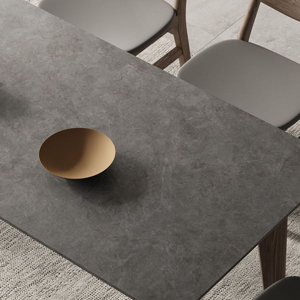 Tavolo da pranzo in pietra grigio moderno con sedie in legno 1/2/4/5/6 pezzi set da pranzo