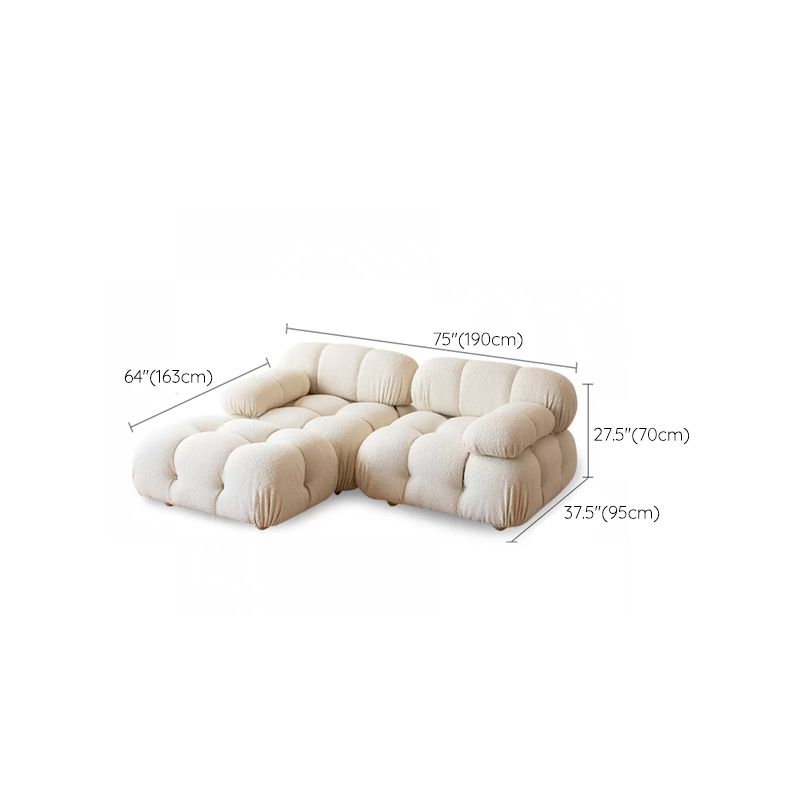 37" Wide Contemporary Sofa Fabric Tufted White Standard Seating