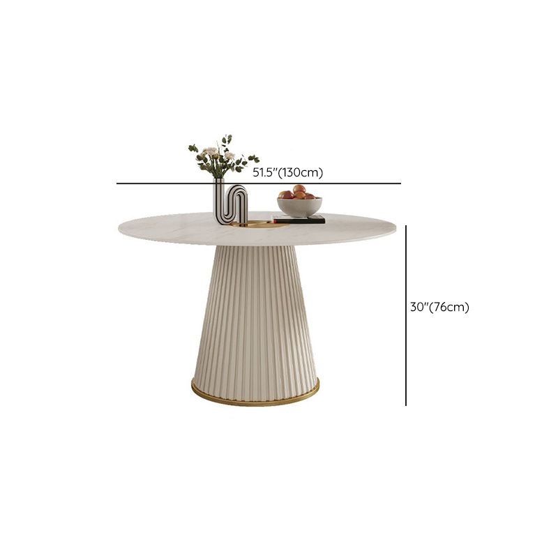 Ronde eettafel met witte basis, moderne stenen tafel voor de keuken