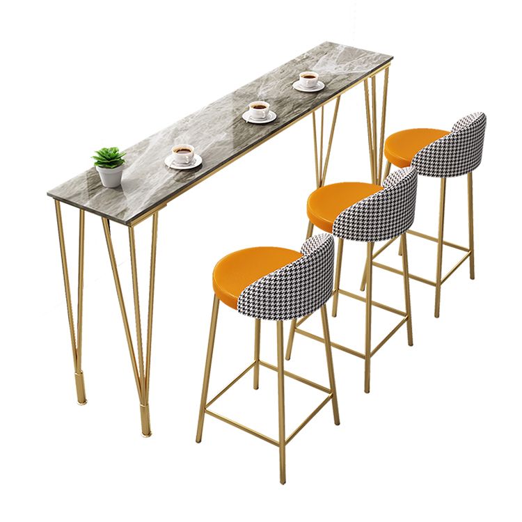 Modernes 1/4-teiliges Bartisch-Set, rechteckiger Stein-Thekentisch mit hohen Hockern