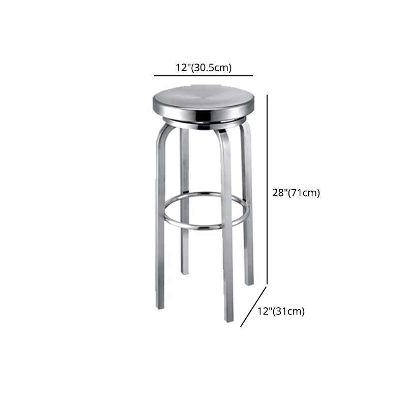 Silver Glossy Brushed Barstool Stainless Steel Outdoor Bar Stool with Round Seat 1 Piece Clearhalo 'Bar Furniture' 'Bar Stools' 'bar_stools' 'furniture_bar_stools' 'Kitchen & Dining Furniture' 'kitchen&dining_furn' 'kitchen' 'kitchen_furn' Furniture' 1200x1200_90971fac-9d44-4ff5-b81b-aebeaefe8a4d