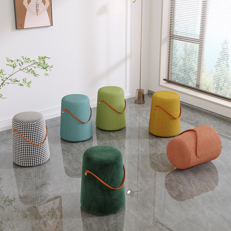 Upholstered Modern Pouf Ottoman Fabric Whole Colored Portable Round Ottoman Clearhalo 'furn' 'furn_ottomans_poufs' 'Furniture' 'Living Room Furniture' 'Ottomans & Poufs' 'ottomans_poufs' 1200x1200_90995e1e-655a-412a-a20b-5d7d9e6058ce