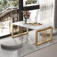 Glam Style Gold Iron Sled Base Coffee Table Rectangle Slate Table