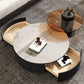 Stone Coffee Table Pedestal Nesting Coffee Table Set with Drawer