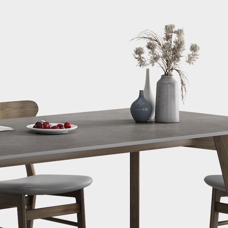 Rectangle Sintered Stone Grey Tone Dining Table Vintage 4 Legs Table for Dining Room Clearhalo ' dining_table' 'Dining Tables & Seating' 'Dining Tables' 'furn' 'furn_dining_table' 'Furniture' 'furniture_dining_table' 'Kitchen & Dining Furniture' 'kitchen&dining_furn' 'kitchen' 'kitchen_dining_table' 1200x1200_90a32782-1419-4dfa-b0c2-327c08bb2d46