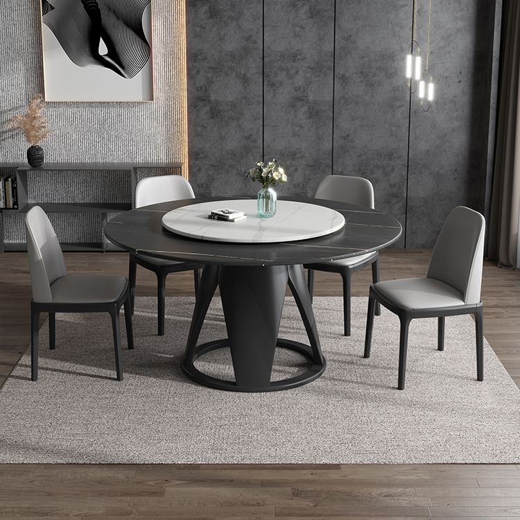 Modern Round Shape Kitchen Dining Table Sintered Stone Standard Dining Table with Pedestal Base Clearhalo ' dining_table' 'Dining Tables & Seating' 'Dining Tables' 'furn' 'furn_dining_table' 'Furniture' 'furniture_dining_table' 'Kitchen & Dining Furniture' 'kitchen&dining_furn' 'kitchen' 'kitchen_dining_table' 1200x1200_90a3d9b3-1c8c-4f5e-b5f9-793c1f734373