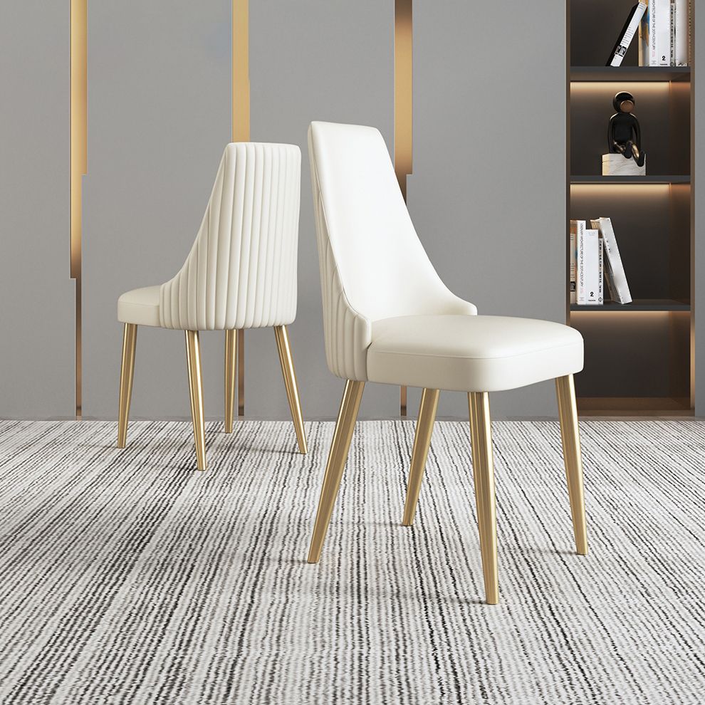 Glam Faux Leather Dining Armless Chair Metal Dining Room Chair for Home Use Clearhalo ' kitchen&dining_furn' 'Dining Chairs' 'Dining Tables & Seating' 'dining_chair' 'furn' 'furn_dining_chair' 'Furniture' 'furniture_dining_chair' 'Kitchen & Dining Furniture' 'kitchen' 1200x1200_90a5b9f5-d036-4bf9-b4f7-b6fee92a25d9