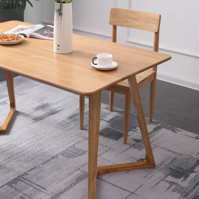 Rectangle White Oak Solid Wood Table Modern Dining Table Double Pedestal for Restaurant Clearhalo ' dining_table' 'Dining Tables & Seating' 'Dining Tables' 'furn' 'furn_dining_table' 'Furniture' 'furniture_dining_table' 'Kitchen & Dining Furniture' 'kitchen&dining_furn' 'kitchen' 'kitchen_dining_table' 1200x1200_90a7a4d4-a4b5-4d8e-81be-f6e85f2ed7e0