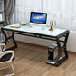 Glass Top Rectangular Office Desk 29.53-inch Tall Writing Desk Clearhalo 'furn' 'furn_office_desk' 'Furniture' 'Office Desks' 'Office Furniture' 'office_desk' 1200x1200_90a90ddd-4b86-4710-a3f5-01cda0f655fc