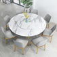 Glam Style Stone Round Dining Table with Gold Base for Living Room Clearhalo 'Dining Tables & Seating' 'Dining Tables' 'dining_table' 'furn' 'furn_dining_table' 'Furniture' 'Kitchen & Dining Furniture' 1200x1200_90aae92c-3f7c-4f4e-8f98-dfe94fa55b45