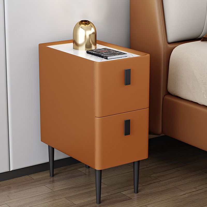 Stone Top Night Tisch moderne 22 Zoll H 2-Drawer Imitation Holz Nachttisch mit Beinen