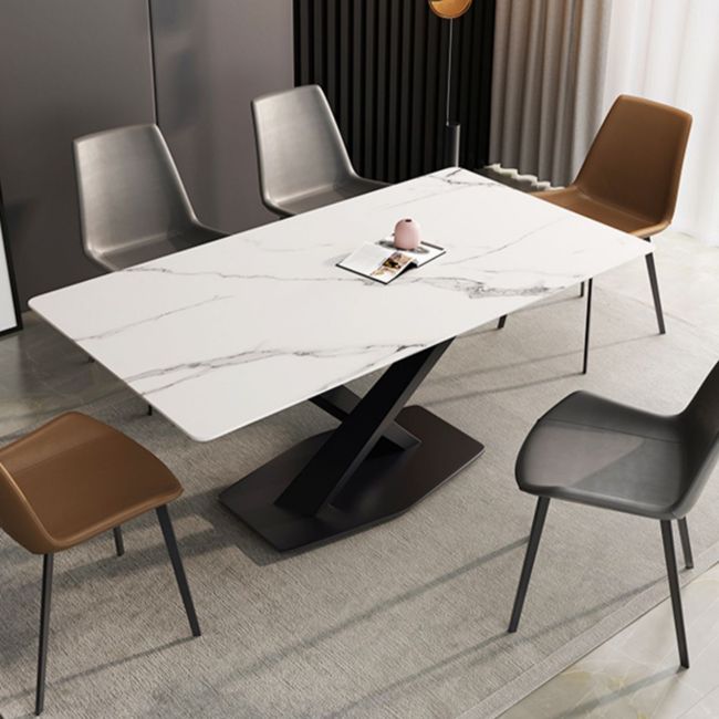 Industrial Kitchen Standard Dining Table Sintered Stone Dining Table with Pedestal Base Clearhalo ' dining_table' 'Dining Tables & Seating' 'Dining Tables' 'furn' 'furn_dining_table' 'Furniture' 'furniture_dining_table' 'Kitchen & Dining Furniture' 'kitchen&dining_furn' 'kitchen' 'kitchen_dining_table' 1200x1200_90ac29ee-3075-4b4e-9d08-c7899d8fe5f4