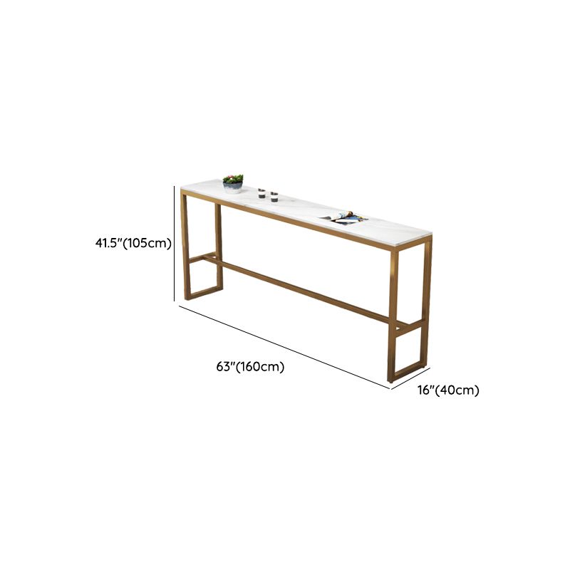 Mesa de bar moderna con altura, mesa de bistró con tapa de mármol sintético blanco y base dorada