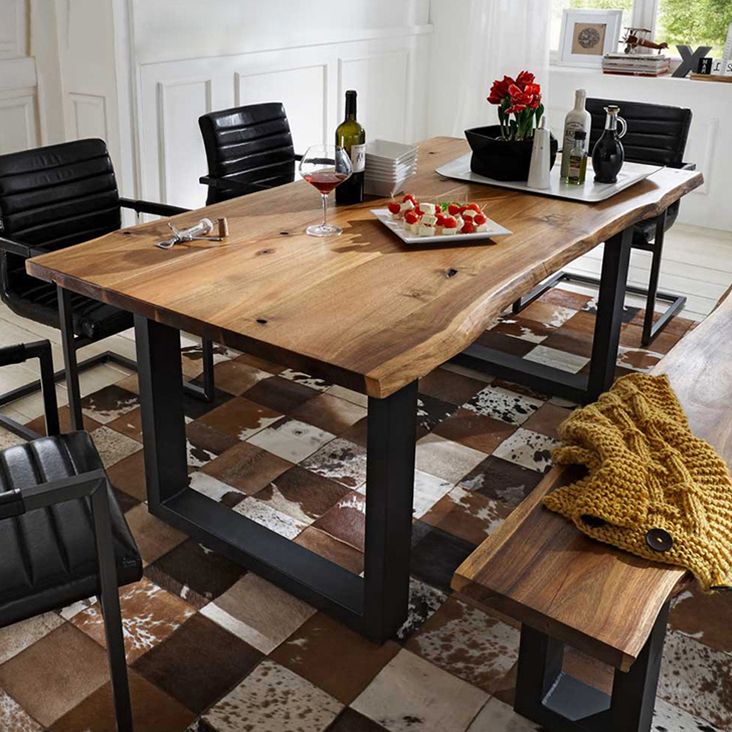 Metal Industrial Rectangle Indoor Table Solid Wood Top Table with Sled Base Clearhalo ' dining_table' 'Dining Tables & Seating' 'Dining Tables' 'furn' 'furn_dining_table' 'Furniture' 'furniture_dining_table' 'Kitchen & Dining Furniture' 'kitchen&dining_furn' 'kitchen' 'kitchen_dining_table' 1200x1200_90ae8c0c-8bd2-4e24-8c95-d442eac05735