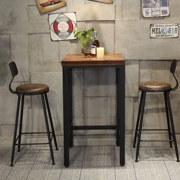 Industrial 1/2/3/5 Pieces Square Bar Table Set Solid Wood Bistro Set Clearhalo 'Bar Furniture' 'furn' 'furn_home_bar_bar_sets' 'Furniture' 'Home Bars & Bar Sets' 'home_bar_bar_sets' 'Kitchen & Dining Furniture' 1200x1200_90af11f7-3c80-49e3-9f23-f647159ef2a4