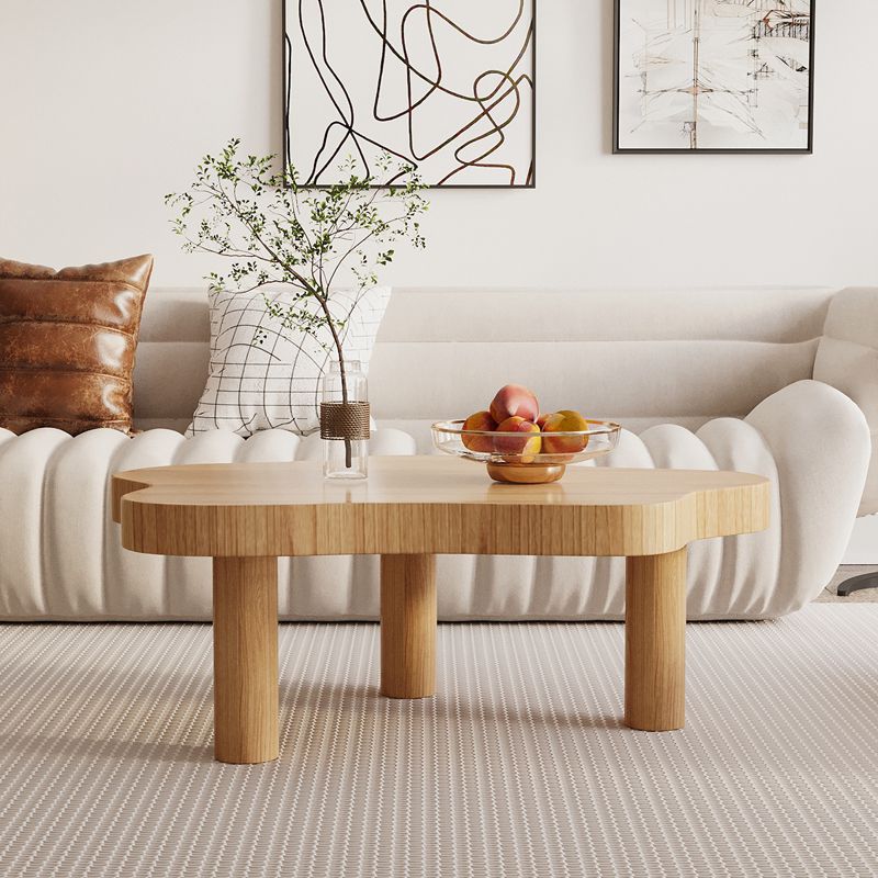 Table basse simple en bois massif, table basse à 3 pieds de forme libre