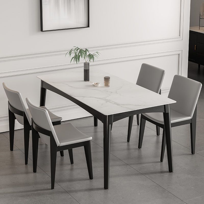 Modern White Dining Table with 4 Legs Rectangle Slate Dining Table Clearhalo 'Dining Tables & Seating' 'Dining Tables' 'dining_table' 'furn' 'furn_dining_table' 'Furniture' 'furniture_dining_table' 'Kitchen & Dining Furniture' 'kitchen' 'kitchen_dining_table' 1200x1200_90afd5b6-d4c0-4f1d-b2b6-48fc238eee17