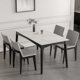 Modern White Dining Table with 4 Legs Rectangle Slate Dining Table Clearhalo 'Dining Tables & Seating' 'Dining Tables' 'dining_table' 'furn' 'furn_dining_table' 'Furniture' 'furniture_dining_table' 'Kitchen & Dining Furniture' 'kitchen' 'kitchen_dining_table' 1200x1200_90afd5b6-d4c0-4f1d-b2b6-48fc238eee17