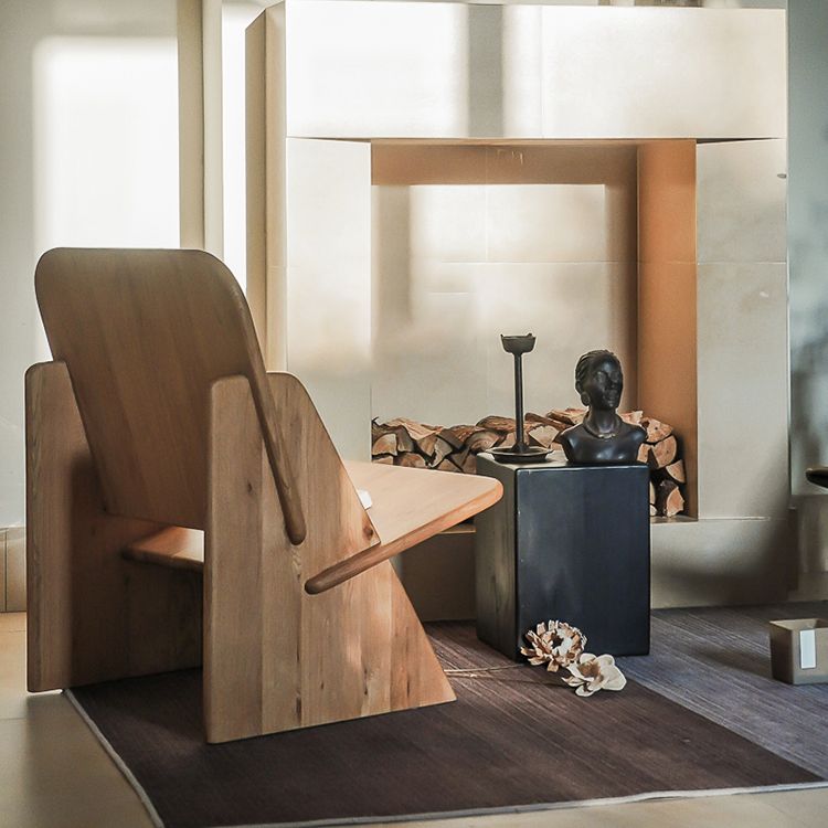 Industrial Style Arm Chair Open Back Wood Dining Room Chair for Dining Room