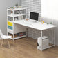 Metal and Wood Writing Desk Contemporary Corner Bedroom Office Desk with Bookshelf Clearhalo 'furn' 'furn_office_desk' 'Furniture' 'Office Desks' 'Office Furniture' 'office_desk' 1200x1200_90b01a6a-c75c-4d1a-839d-99756f5a18a4