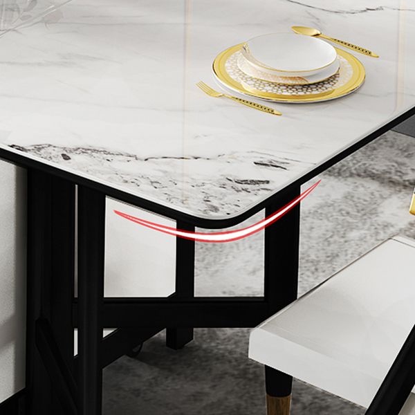 Modern Style White Dining Table Rectangle Drop-Leaf Dining Table for Home Use Clearhalo ' dining_table' 'Dining Tables & Seating' 'Dining Tables' 'furn' 'furn_dining_table' 'Furniture' 'furniture_dining_table' 'Kitchen & Dining Furniture' 'kitchen&dining_furn' 'kitchen' 'kitchen_dining_table' 1200x1200_90b19ce7-903c-448d-9c9d-61133e0213bc
