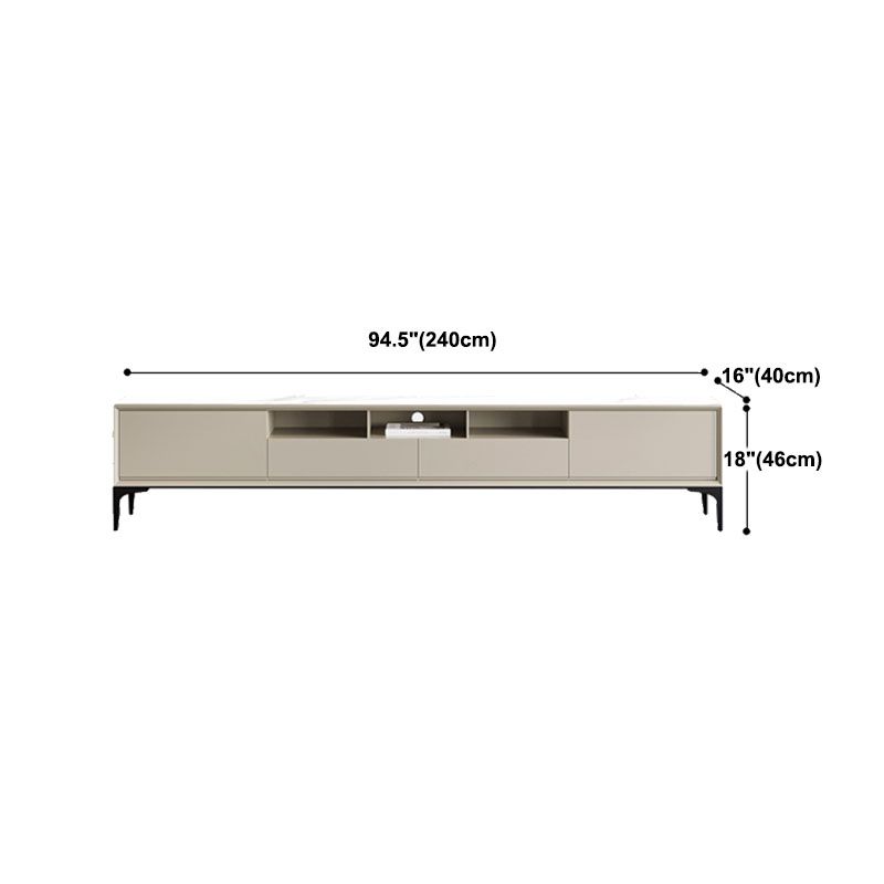 Modern Stone & Wood TV stand 18.11 "H 3/4-Drawer TV con scaffali
