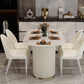 Contemporary Oval Dining Table Stone and Metal Double Pedestal Dining Table in White Clearhalo 'Dining Tables & Seating' 'Dining Tables' 'dining_table' 'furn' 'furn_dining_table' 'Furniture' 'furniture_dining_table' 'Kitchen & Dining Furniture' 1200x1200_90b31f7e-3835-40cf-8b4a-17a3305b1044