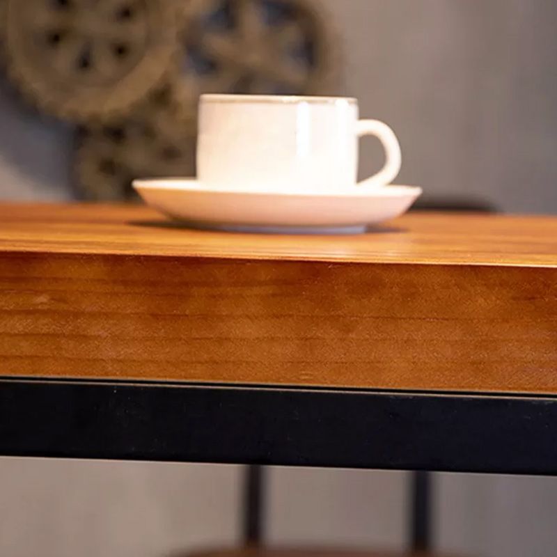 Brown Solid Wood Bar Table Industrial Bar Dining Table with Black Trestle Base Clearhalo 'Bar Furniture' 'Bar Tables' 'bar_tables' 'furn' 'furn_bar_tables' 'Furniture' 'Kitchen & Dining Furniture' 1200x1200_90b55e4a-3b18-4173-a008-d1b15b418c9d