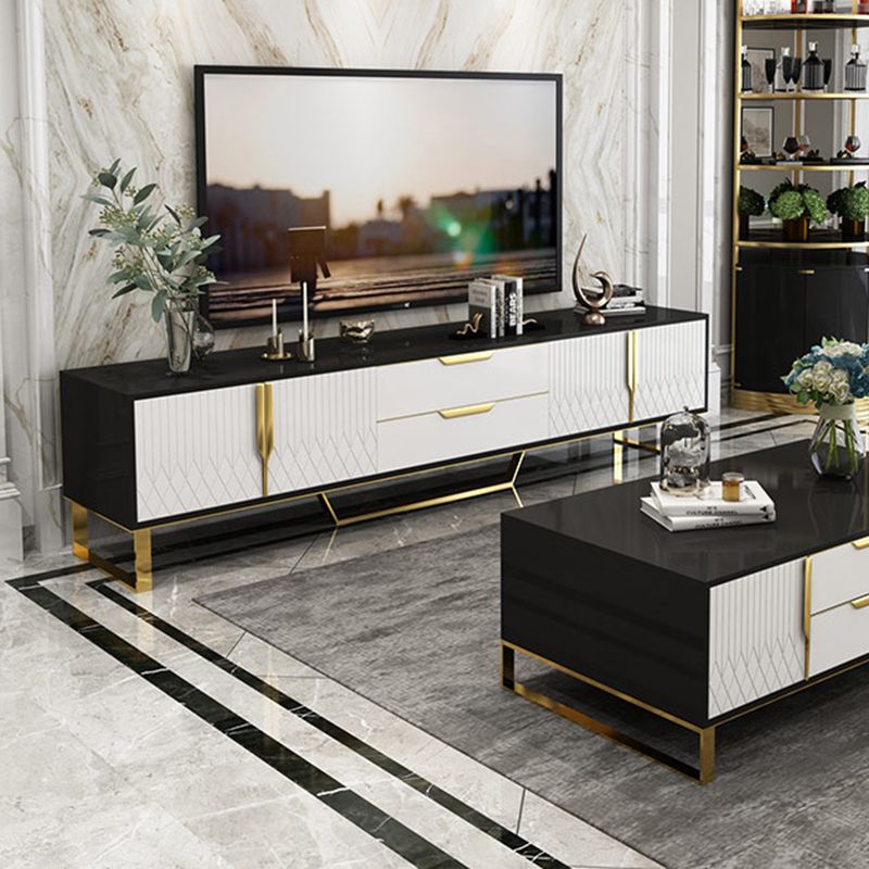 Glam Glass TV Stand Console Enclosed Storage TV Media Stand for Living Room Clearhalo 'furn' 'furn_tv_stands_entertainment_centers' 'Furniture' 'Living Room Furniture' 'TV Stands & Entertainment Centers' 'TV Stands & Media Storage Furniture' 'tv_stands_entertainment_centers' 1200x1200_90b7f51e-ad6c-4bbe-a672-3e1e89b73cef