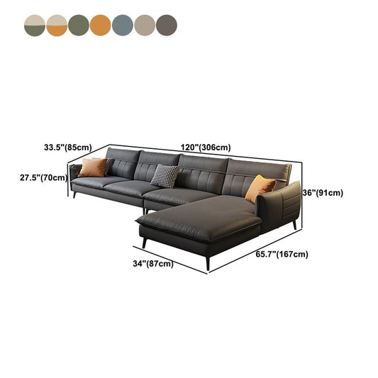 Glam Stationary Faux Leather Living Room Recessed Arm Cushions Sofa