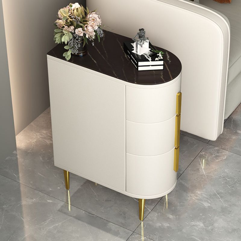 Glam 22.4-inch Tall Stone Top End Table Brass 4 Legs Sofa Side Table