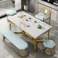 Metal Traditional Luxury Rectangle Table Sintered Stone Top Table with Trestle Base Clearhalo ' dining_table' 'Dining Tables & Seating' 'Dining Tables' 'furn' 'furn_dining_table' 'Furniture' 'furniture_dining_table' 'Kitchen & Dining Furniture' 'kitchen&dining_furn' 'kitchen' 'kitchen_dining_table' 1200x1200_90bbca50-b345-40a0-aae5-dd86b4ffc30e