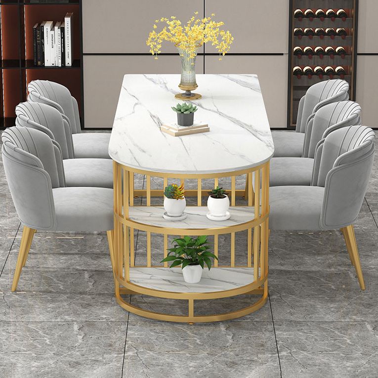 Contemporary Dining Table Sintered Stone Dining Table with Gold Double Pedestal Clearhalo ' dining_table' 'Dining Tables & Seating' 'Dining Tables' 'furn' 'furn_dining_table' 'Furniture' 'furniture_dining_table' 'Kitchen & Dining Furniture' 'kitchen&dining_furn' 'kitchen' 'kitchen_dining_table' 1200x1200_90bc5ad8-af50-4afa-9c8e-94ecf01ffbf1