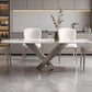 Metal Traditional Luxury Rectangle Table Sintered Stone Top Table with Pedestal