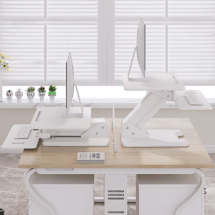 Rectangular Shaped Reversible Laptop Table Wood Writing Desk in White/Black Clearhalo 'furn' 'furn_office_desk' 'Furniture' 'Office Desks' 'Office Furniture' 'office_desk' 1200x1200_90bca4e2-7356-4ec1-ab79-792f034990cc