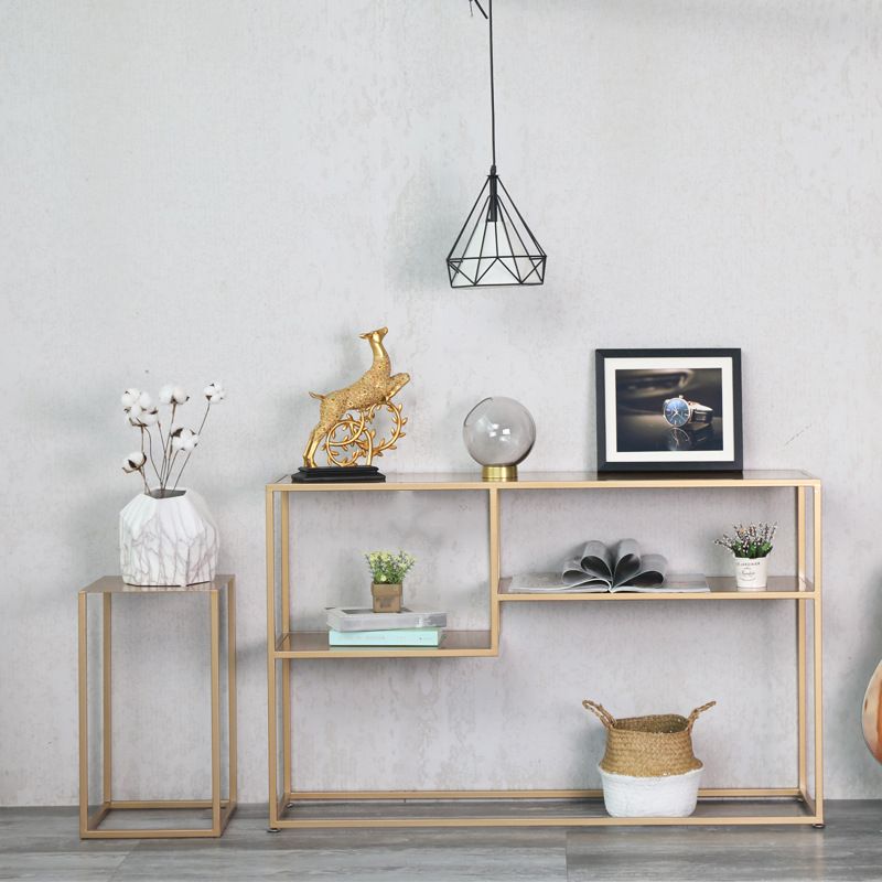 29.53-inch Tall Modern Console Table Iron Accent Table with Shelves Clearhalo 'Console Tables' 'console_tables' 'Entry & Mudroom Furniture' 'furn' 'furn_console_tables' 'Furniture' 1200x1200_90bd08e2-3546-469c-9a64-f51bcb3e2210