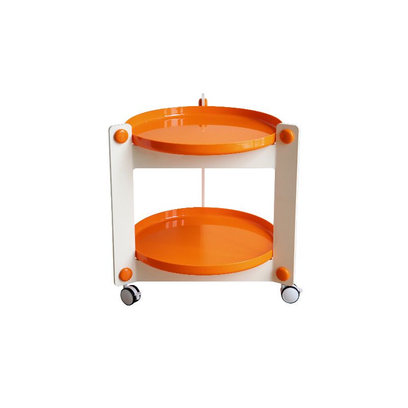 Contemporary Tray Top End Table Set Dia 25.6" 2 - Tier Side Table with Casters