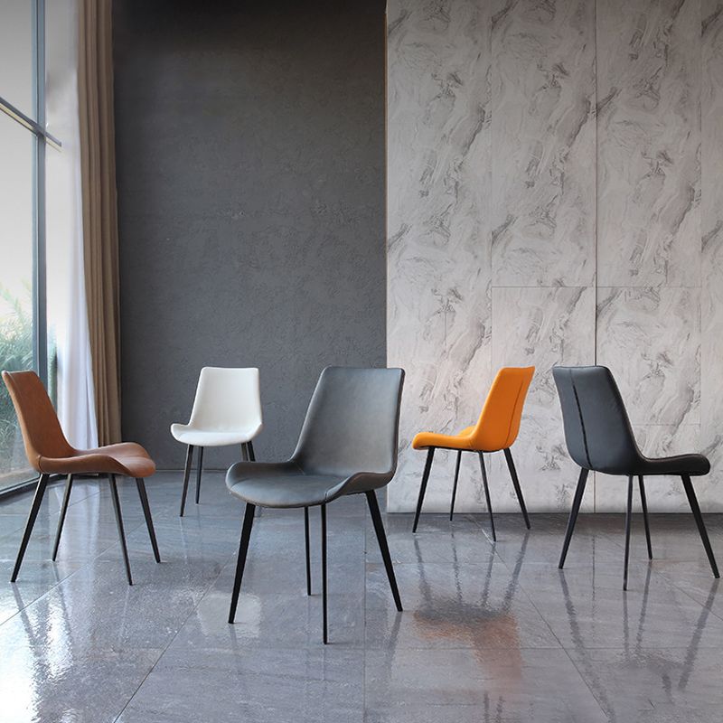 Metal Industrial Dining Chair Metallic Finish Solid Back Indoor Chair Clearhalo 'Dining Chairs' 'Dining Tables & Seating' 'dining_chair' 'furn' 'furn_dining_chair' 'Furniture' 'furniture_dining_chair' 'Kitchen & Dining Furniture' 1200x1200_90c11a09-f769-4145-836d-b221f0f14b9b