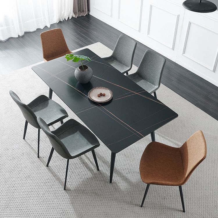 Industrial Rectangle Stone Table Standard Height Kitchen Room Table with 4 Legs