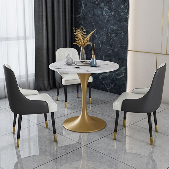 Glam Faux Marble Dining Table Set Round 1/2/4/5 Pieces Dining Set Clearhalo 'Dining Room Sets' 'Dining Tables & Seating' 'dining_room_set' 'furn' 'furn_dining_room_set' 'Furniture' 'Kitchen & Dining Furniture' 1200x1200_90c23dd4-3376-4189-adc6-4b642b8fea1b
