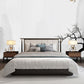 Mid-Century Modern Standard Bed Ash Upholstered Headboard Panel Bed