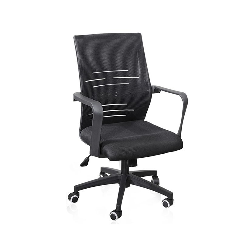 Modern Office Chair Adjustable Seat Height Fixed Arms with Wheels
