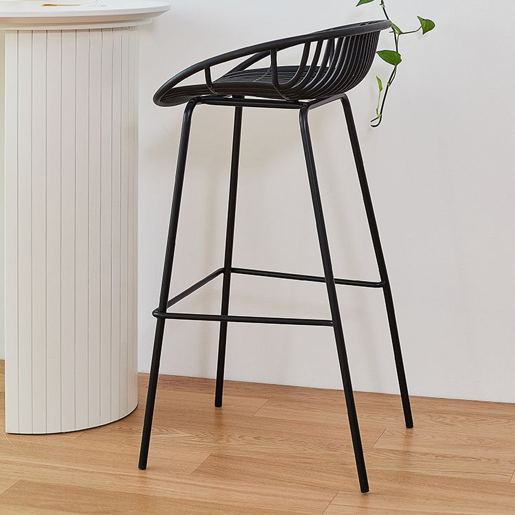 Contemporary Matte Finish Iron Bar Stool Footrest Restaurant Stool Clearhalo 'Bar Furniture' 'Bar Stools' 'bar_stools' 'furn' 'furn_bar_stools' 'Furniture' 'furniture_bar_stools' 'Kitchen & Dining Furniture' 1200x1200_90c39f9e-3392-4a2b-8b57-a2c591891cfa