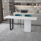 White Stone Rectangle Bar Wine Table Double Pedestal Living Room Bar Dining Table Clearhalo 'Bar Furniture' 'Bar Tables' 'bar_tables' 'furn' 'furn_bar_tables' 'Furniture' 'furniture_bar_tables' 'Kitchen & Dining Furniture' 1200x1200_90c3f3a2-72da-4de5-ae37-650455000f36