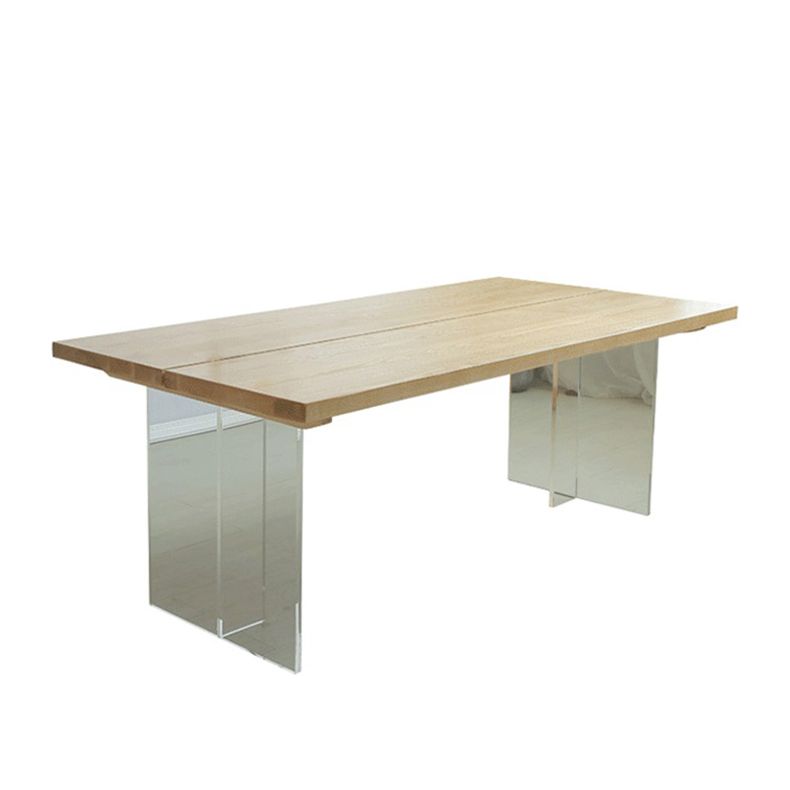 Contemporary Rectangle Wood Standard Height Table Double Pedestal Dining Table Clearhalo ' dining_table' 'Dining Tables & Seating' 'Dining Tables' 'furn' 'furn_dining_table' 'Furniture' 'furniture_dining_table' 'Kitchen & Dining Furniture' 'kitchen&dining_furn' 'kitchen' 'kitchen_dining_table' 1200x1200_90c520c4-389d-41e9-9021-1b694416c8ef