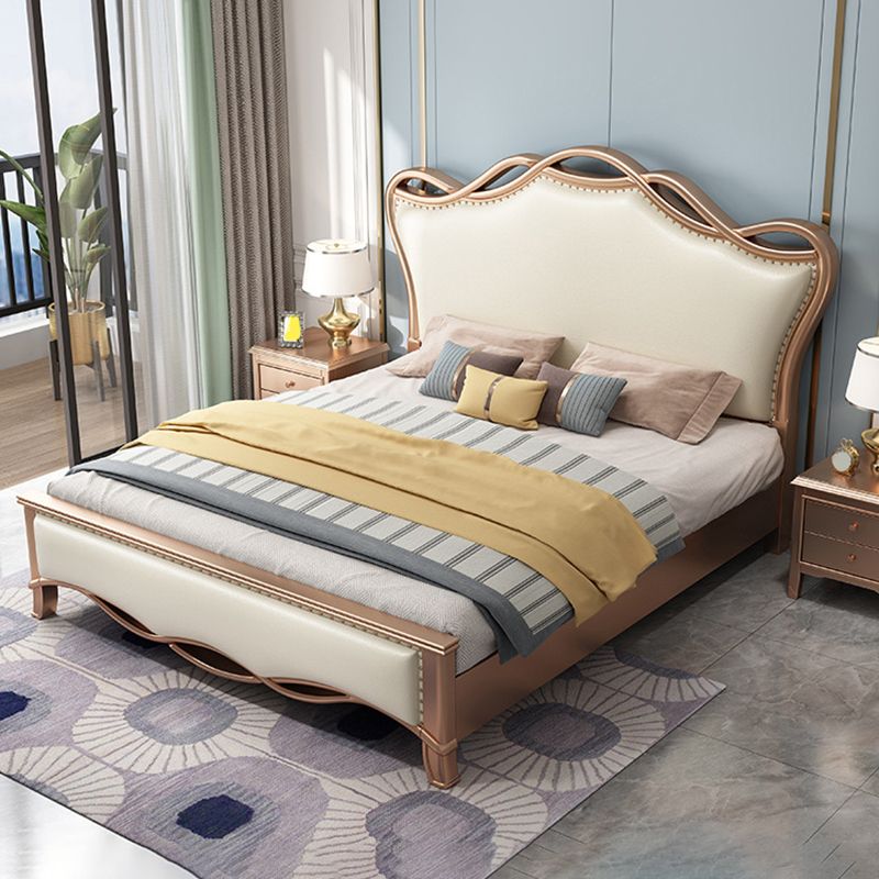 Solid Color Panel Bed Panel Victorian Bed Frame With Custom Gold Legs