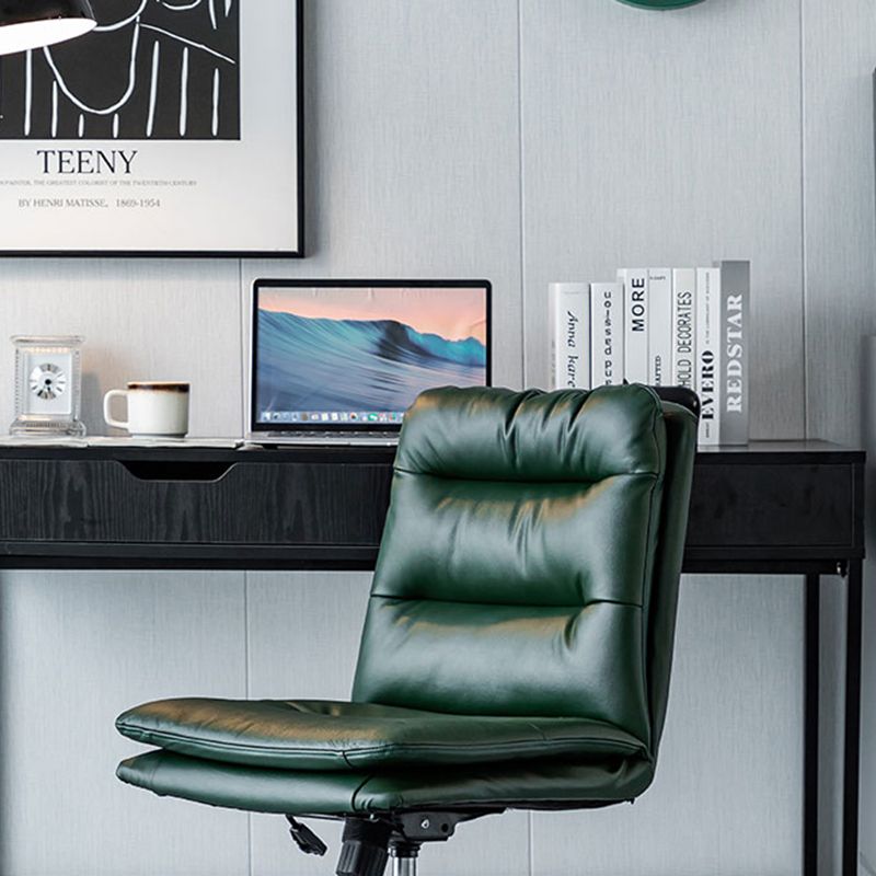 Chaise de bureau sans bras en cuir sans chaise de bureau ergonomique pénible avec roues