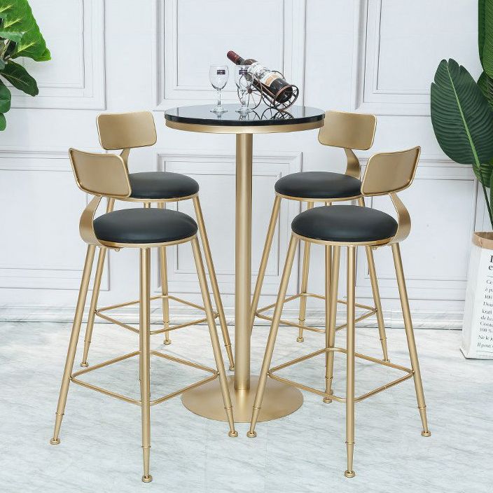 Glam Armless Backrest Counter Stool Iron Cafe Bar Stool with Leather Cushion and Pedal Clearhalo 'Bar Furniture' 'Bar Stools' 'bar_stools' 'furn' 'furn_bar_stools' 'Furniture' 'furniture_bar_stools' 'Kitchen & Dining Furniture' 1200x1200_90c9e5ba-a9a0-48b5-90e4-8327918f7e14