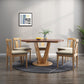 Table à manger ronde en bois moderne, base en bois d'hévéa pour salle à manger